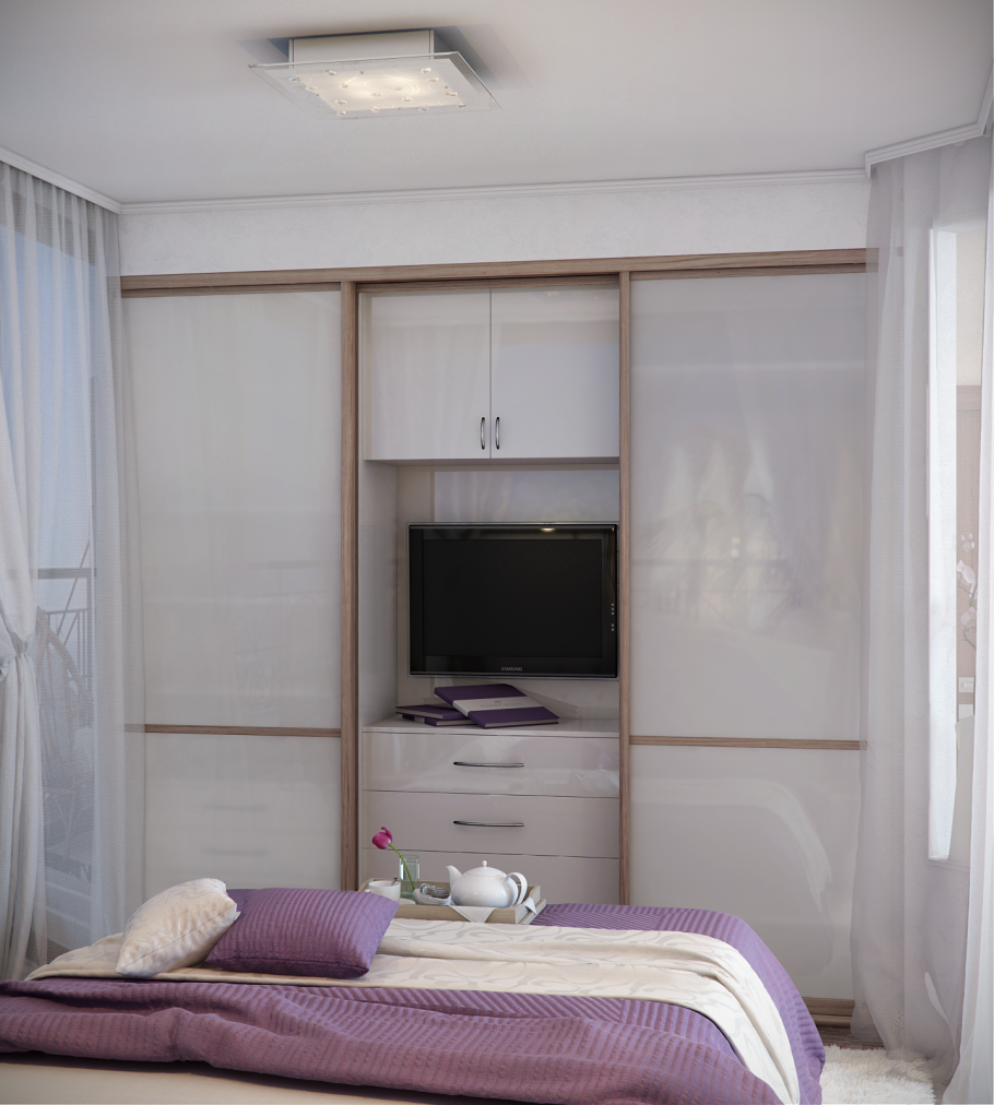 Зеркальный шкаф в спальне