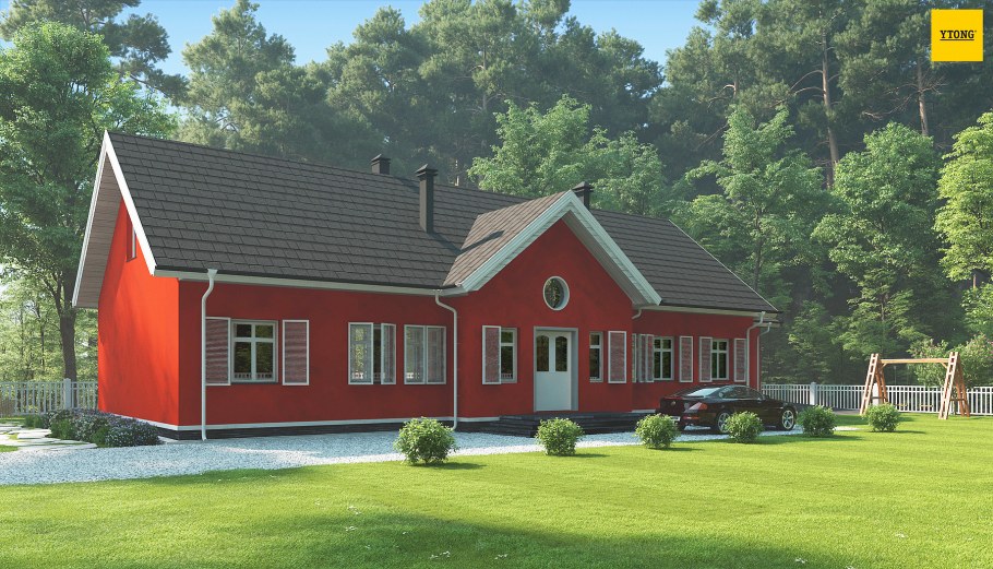 Одноэтажный дом в стиле Скандинавии