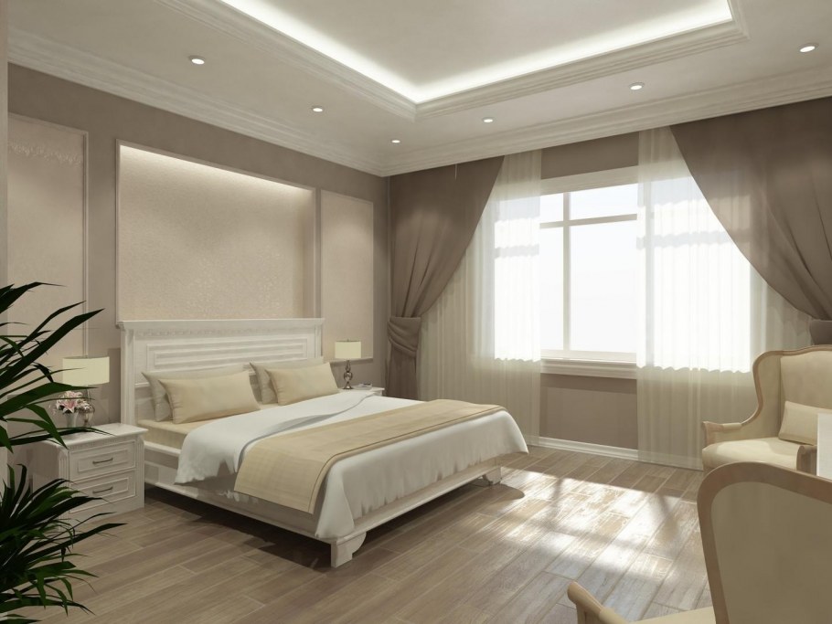 Спальня в светлых тонах