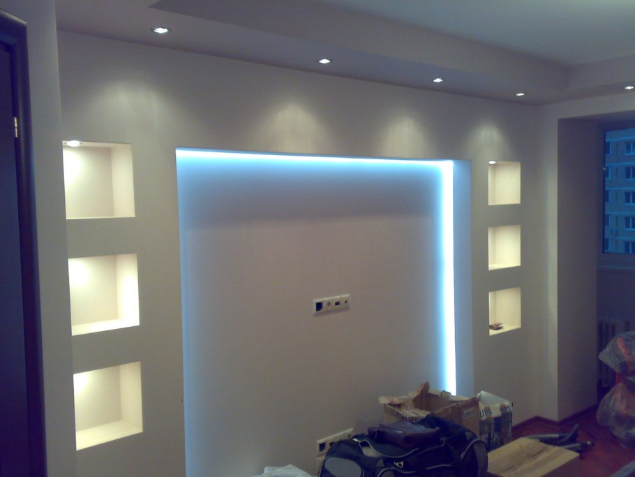 Ниша из гипсокартона с подсветкой