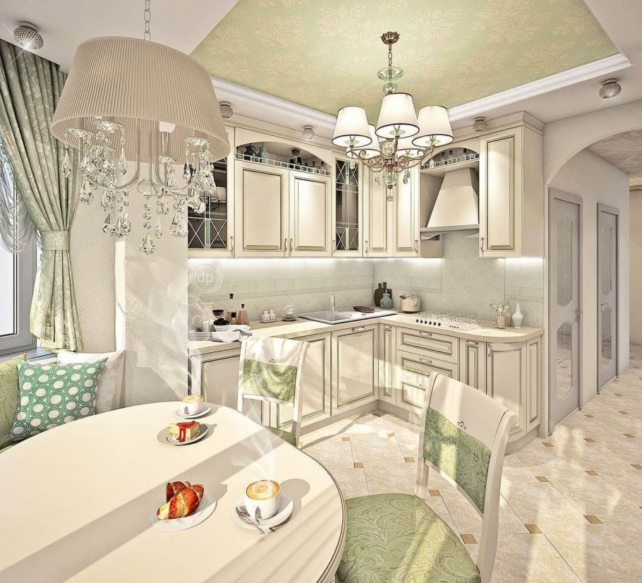 Интерьер кухни 8м2 Прованс