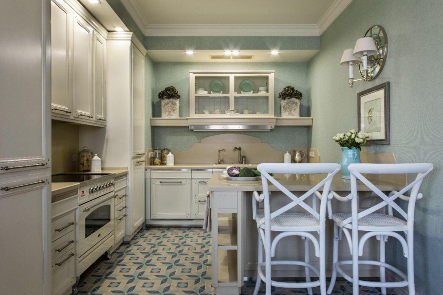 Кухня Кантри Прованс Неоклассика голубая