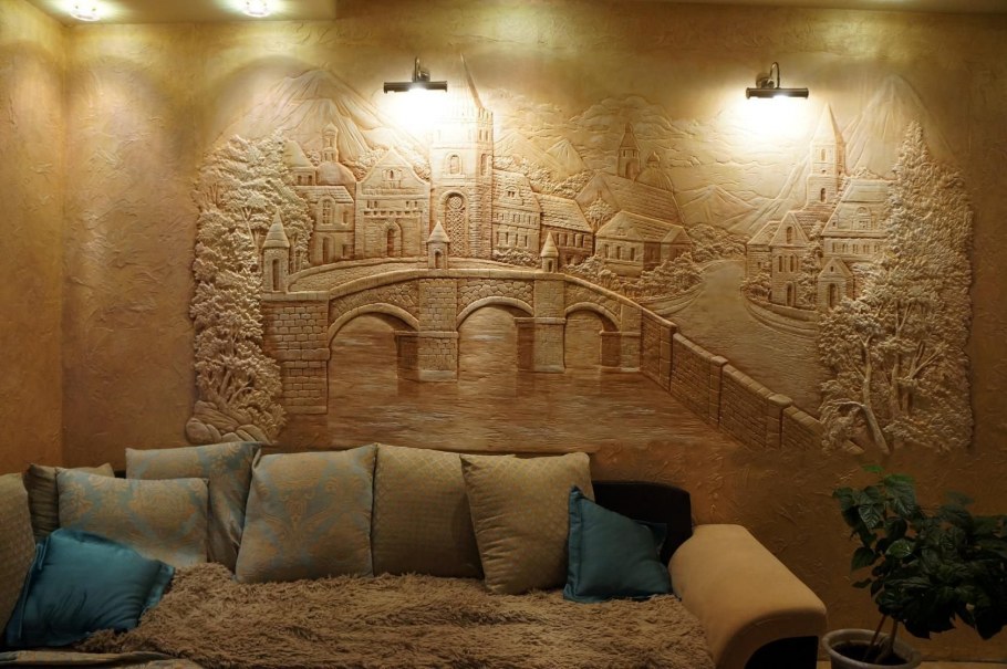 Кирпич и штукатурка в интерьере