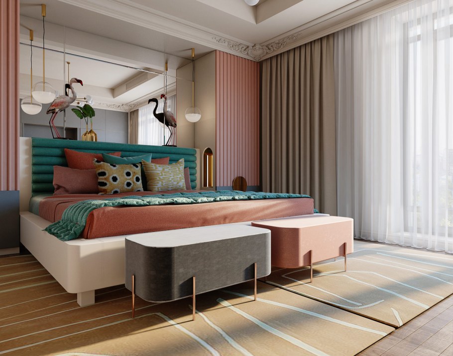 Модный интерьер спальни 2021 для девушки