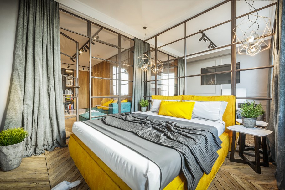 Яркая спальня в современном стиле