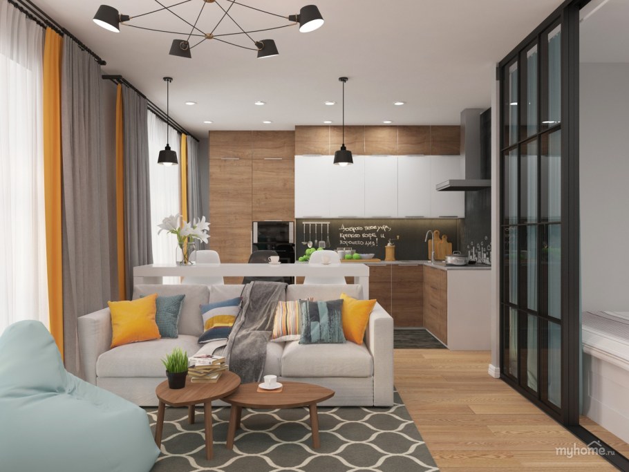 Кухня гостиная 40 кв