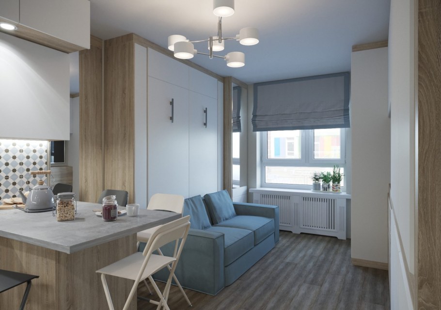 Кухня гостиная икеа 13м