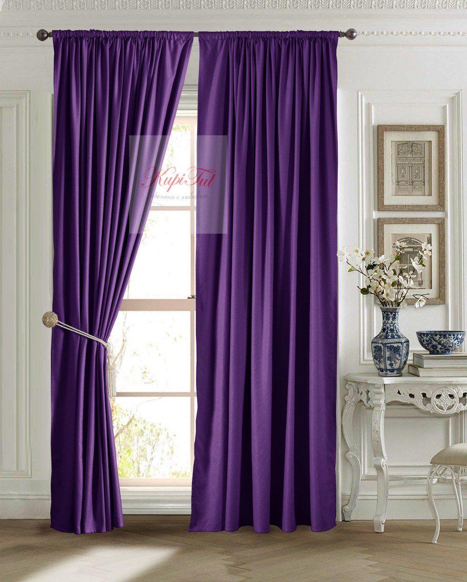 Фиолетовые шторы в спальню