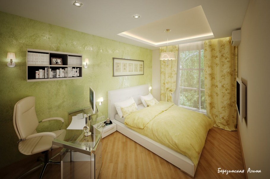 Спальня в фисташковом цвете