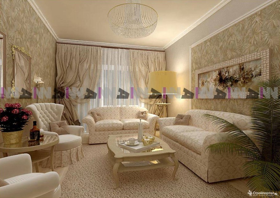 Интерьер маленькой гостиной классика