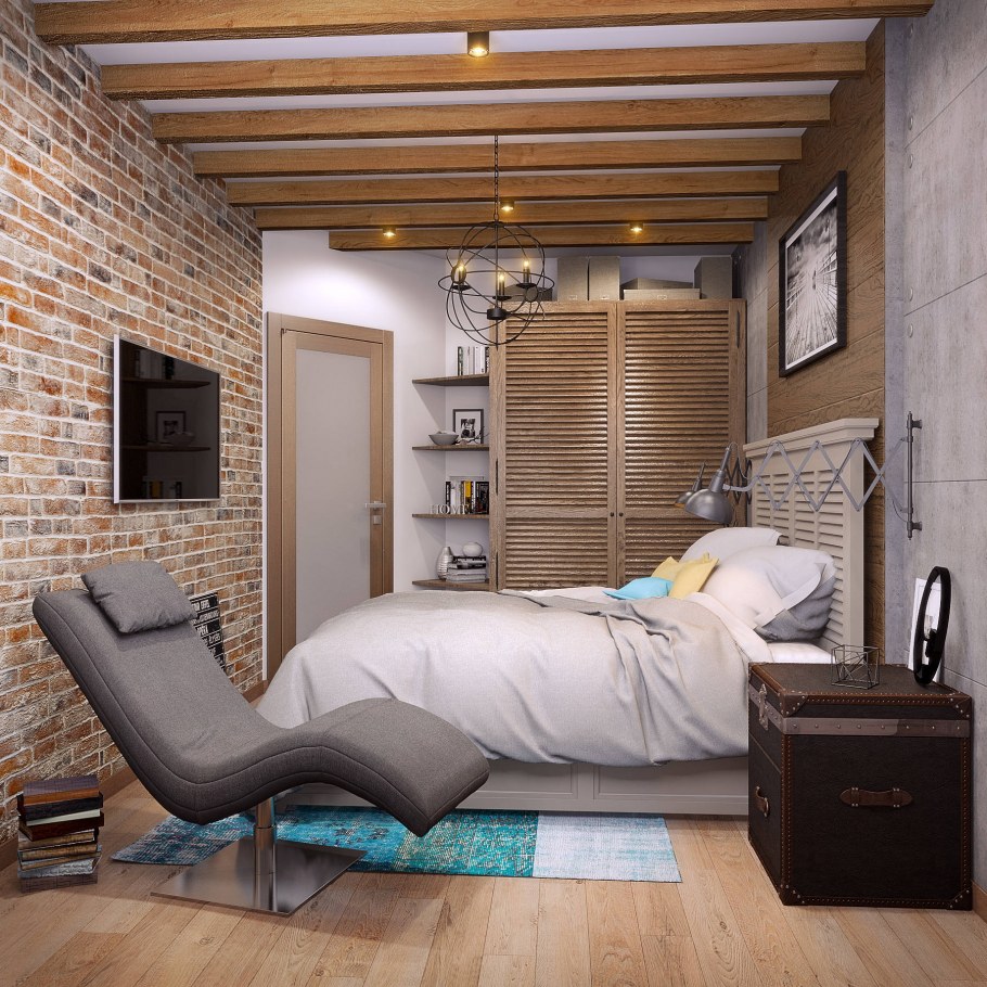 Спальная комната в стиле гранж