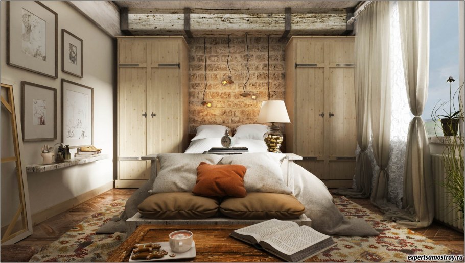 Спальня классика и лофт