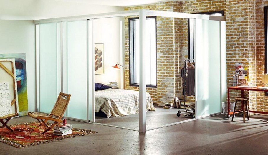 Сдвижная перегородка межкомнатная профиль алюм. Кп40