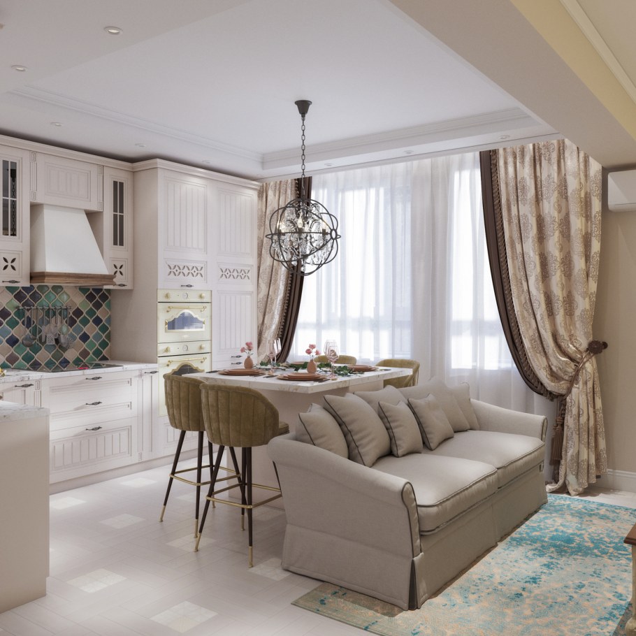 Кухня гостиная современный Прованс