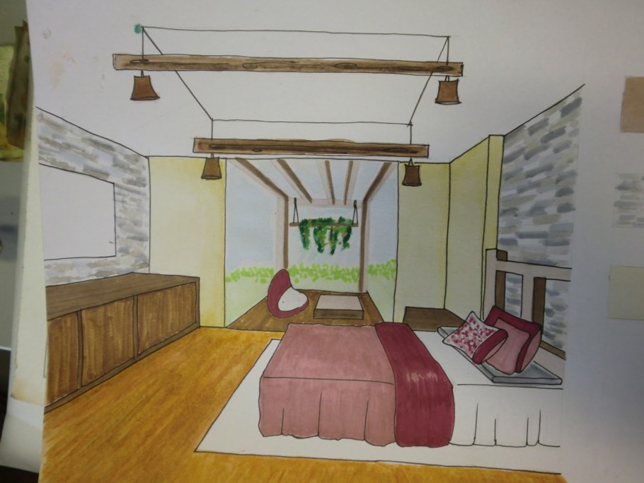 Комната в перспективе в цвете