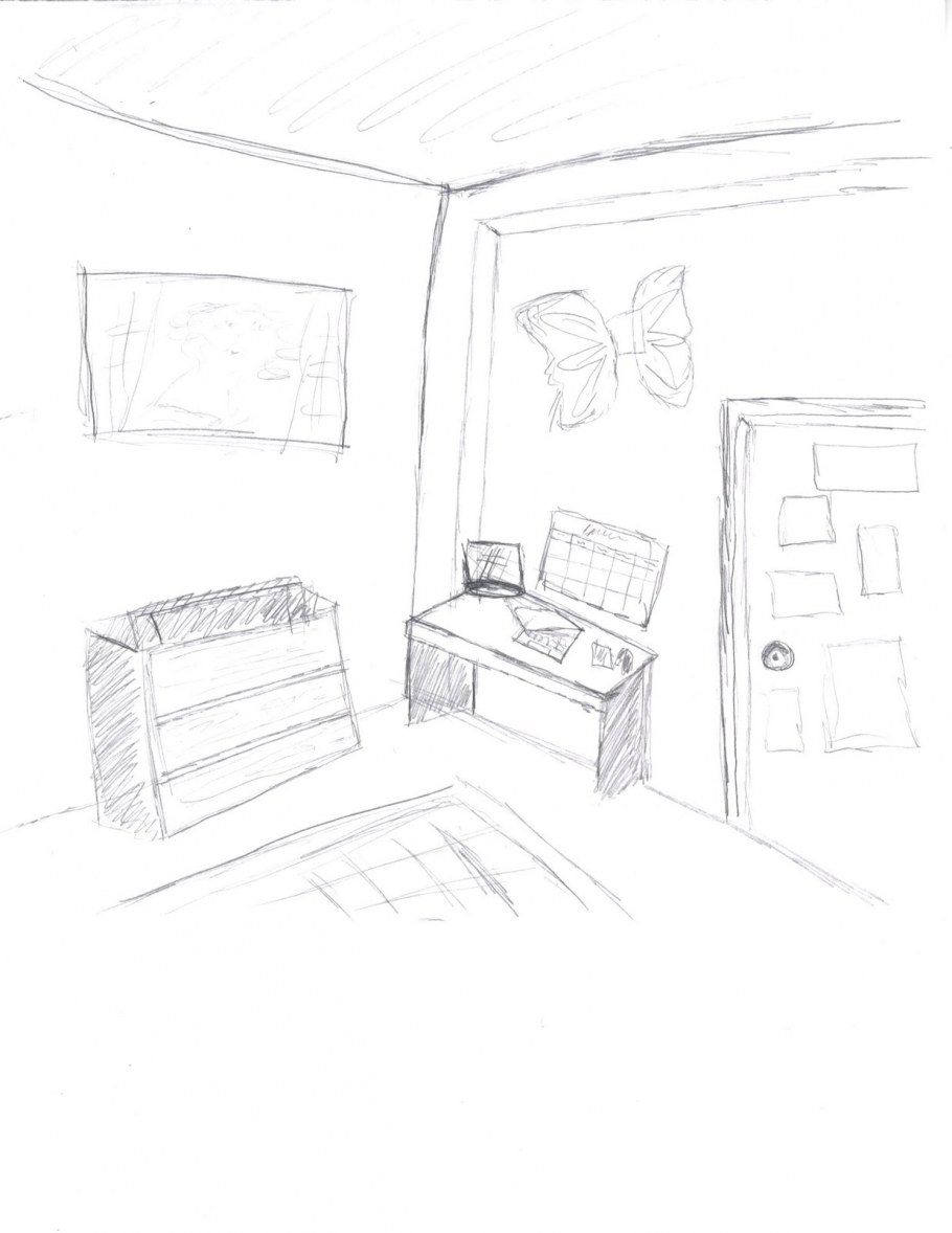 Планировка комнаты карандашом