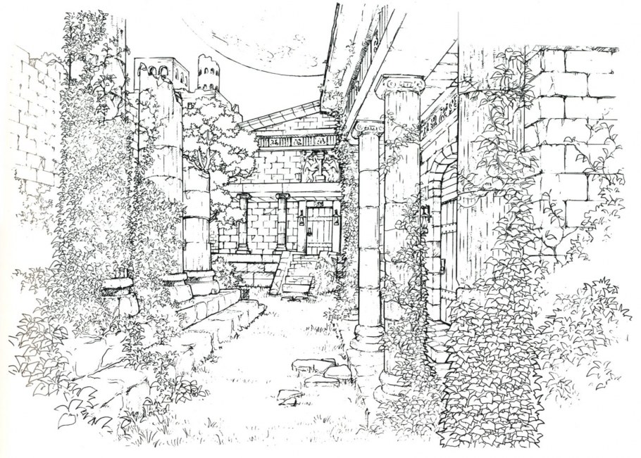 Фантастический ландшафт раскраска