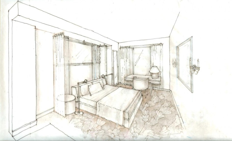 Комната сверху рисунок карандашом