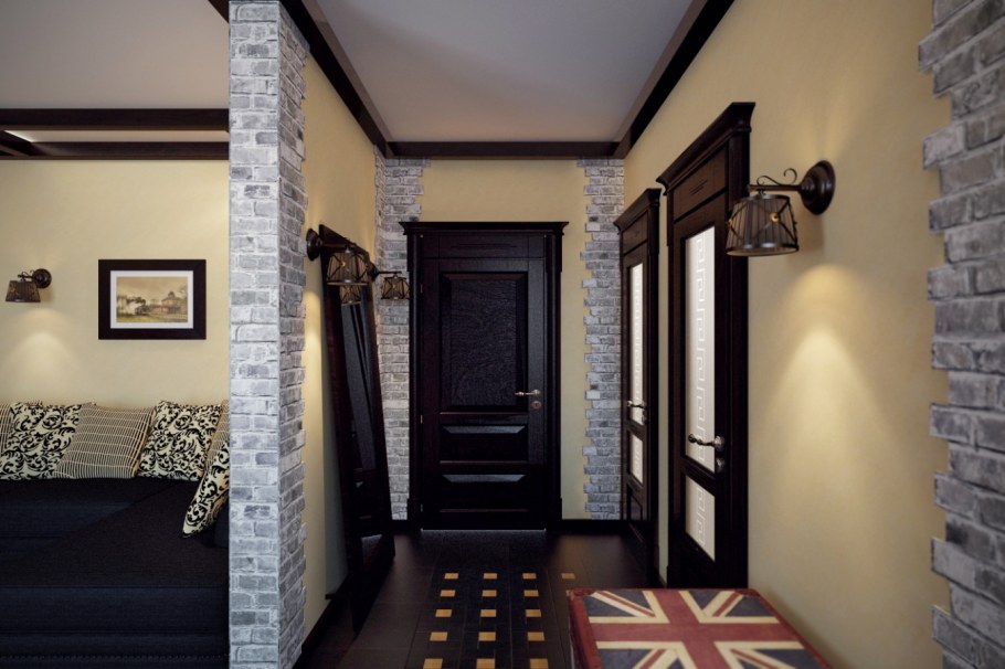 Декоративная штукатурка с камнем в прихожей