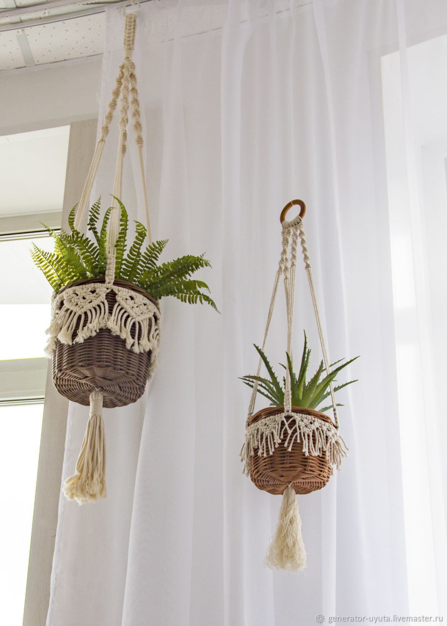 Плетеное подвесное кашпо икеа