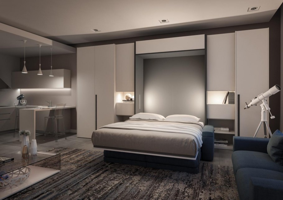 Шкаф над кроватью в спальне