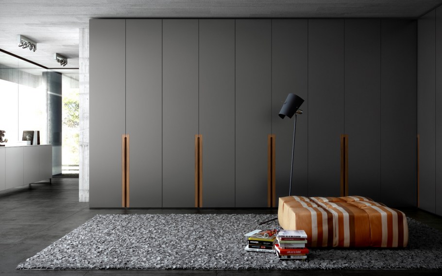 Встроенный шкаф с распашными дверями лофт