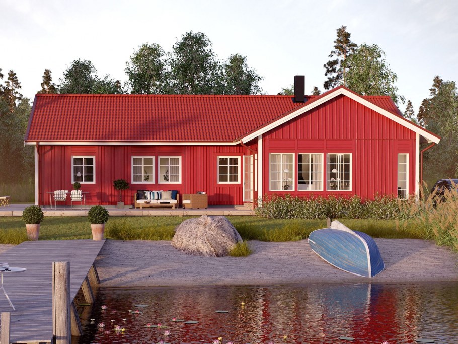 Одноэтажный дом финский Скандинавский шведский