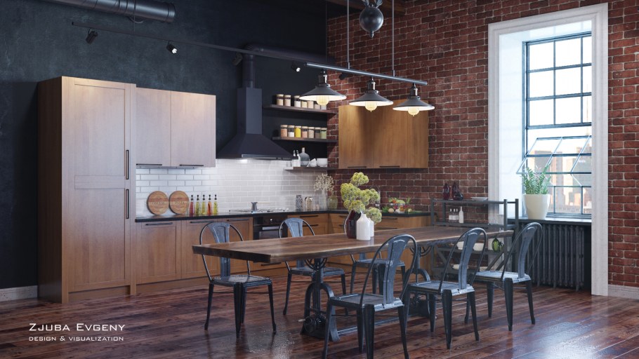 Лофт в темных тонах