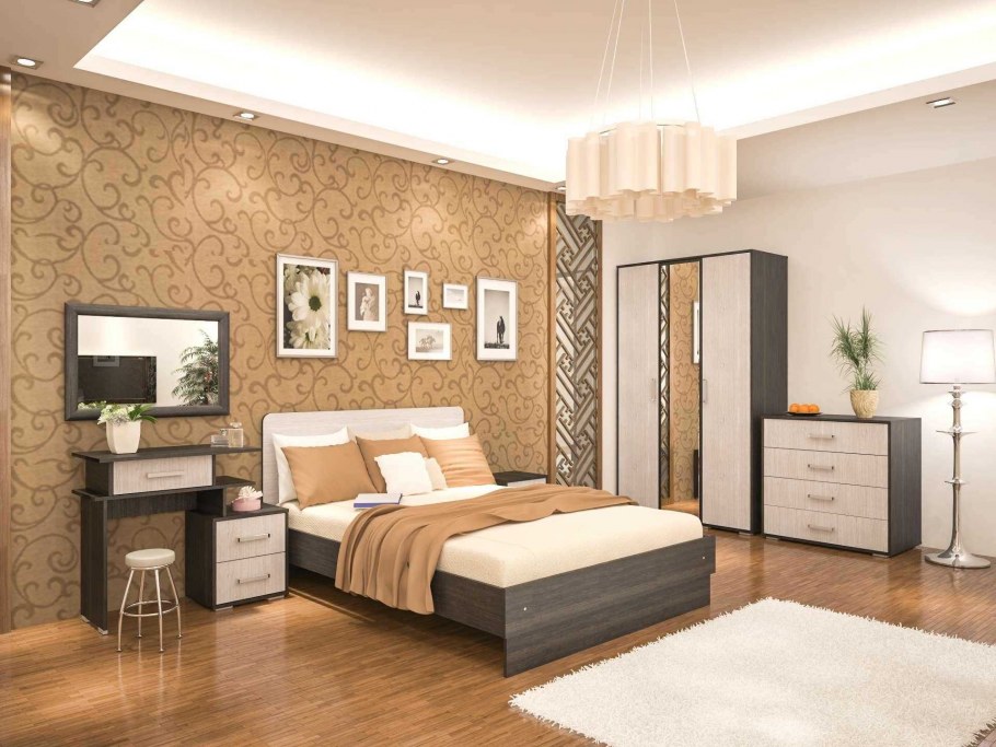 Спальный гарнитур Камелия МДФ молочный дуб