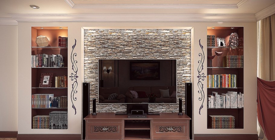 Ниша под телевизор в гостиной