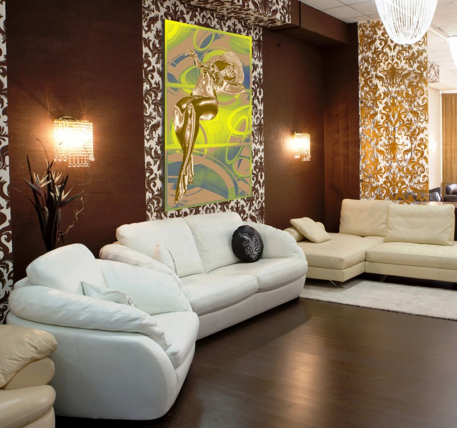 Комбинированные обои для гостиной