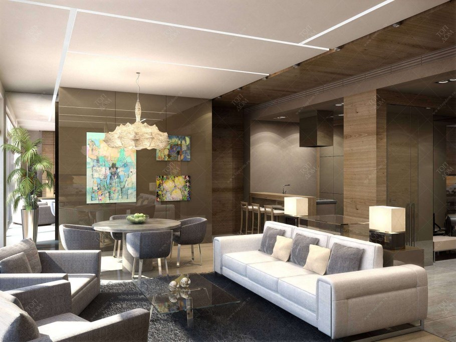 Кухня гостиная в сером цвете