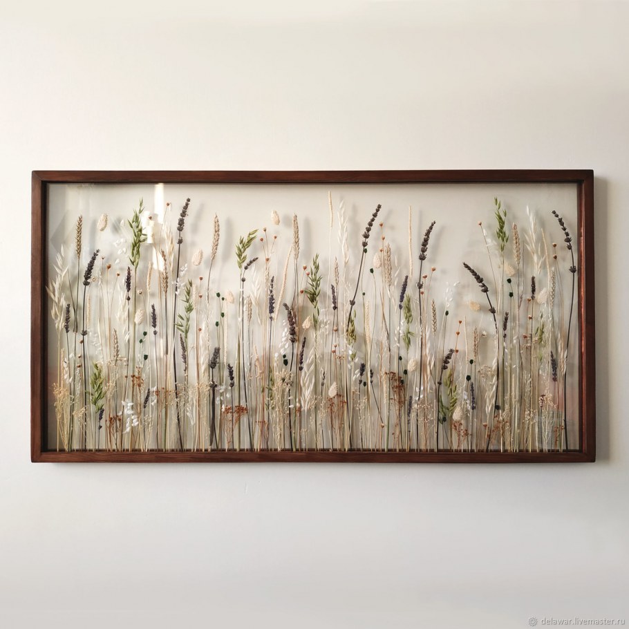 Сухоцветы в интерьере гостиной