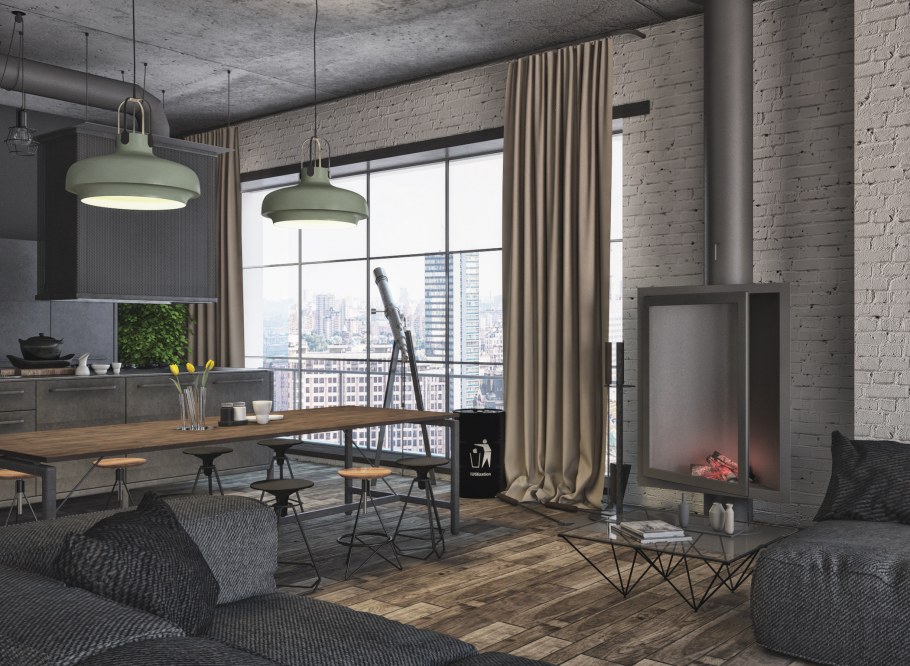 Студия в стиле Индастриал