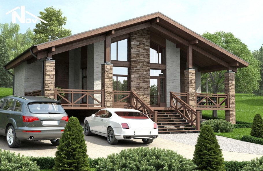 Шале с навесом для машины