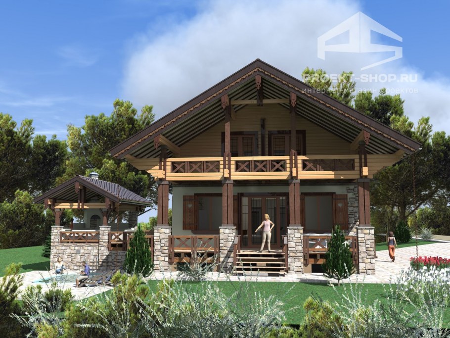 Дом Шале с верандой