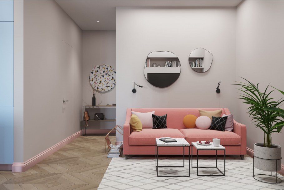 Кирпичная стена в интерьере гостиной