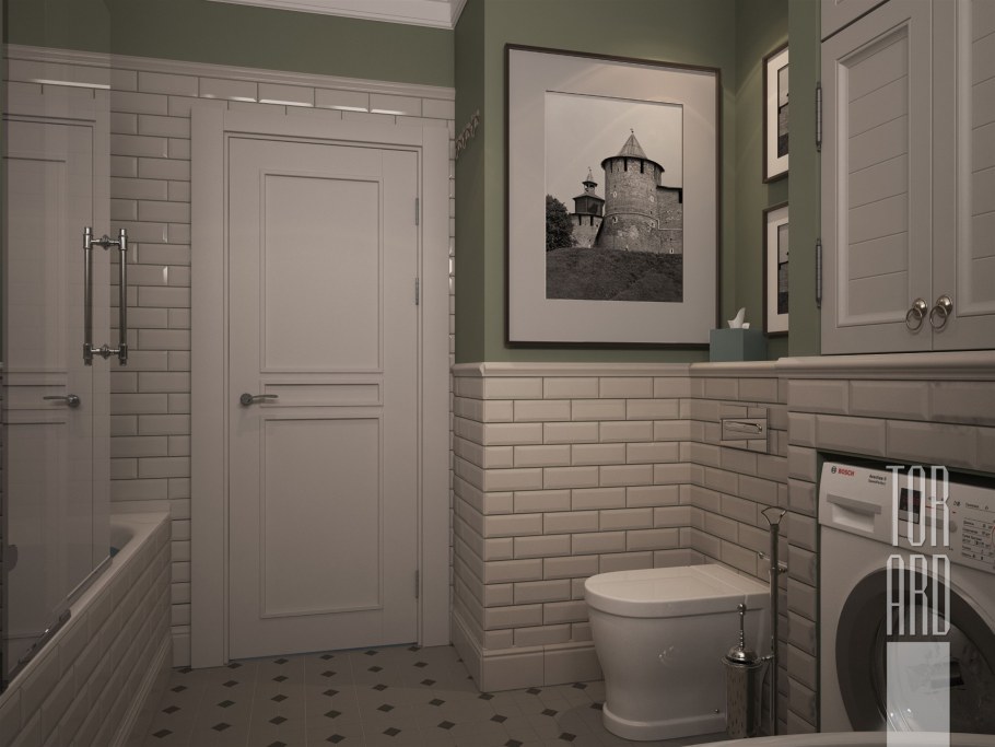 Интерьер туалета в английском стиле