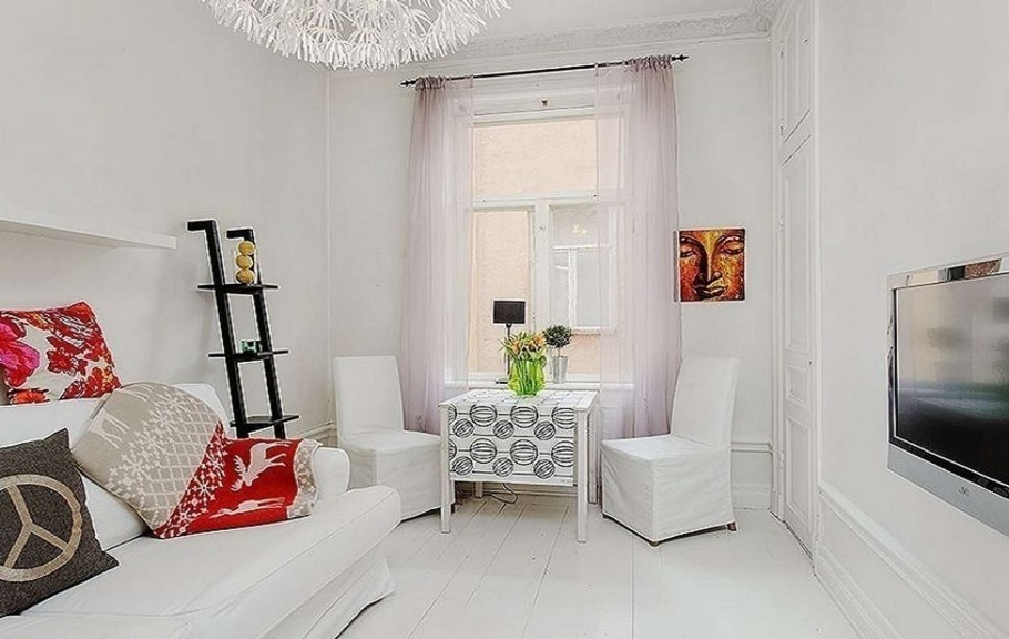 Белый интерьер маленькой квартиры