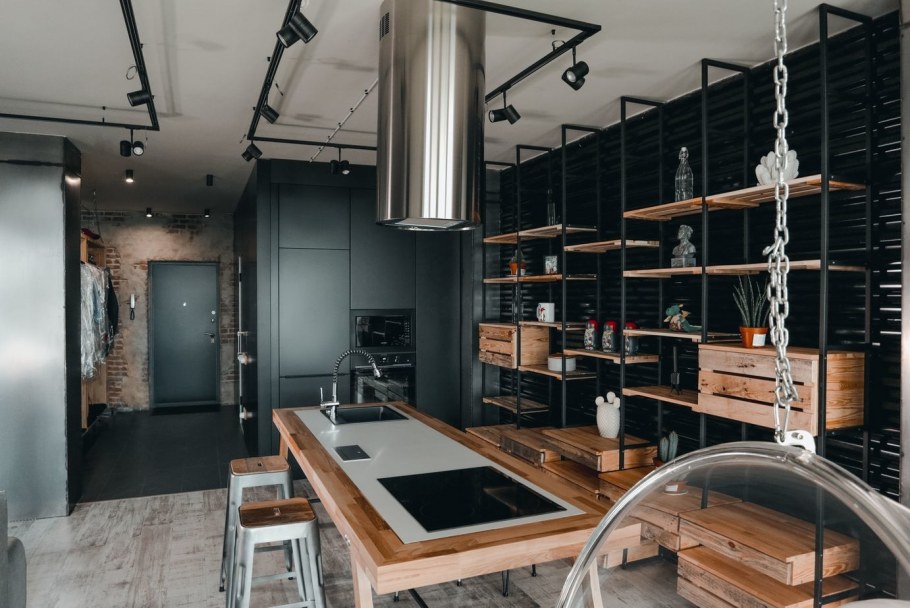 Открытая кухня в стиле лофт