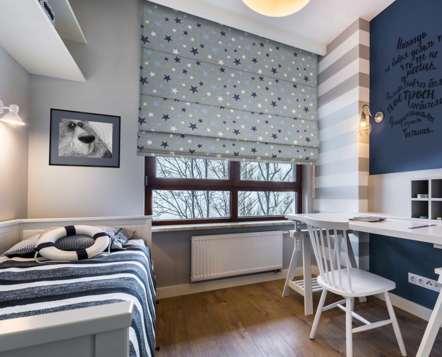 Римская штора макси Sky Lonetta синие звезды