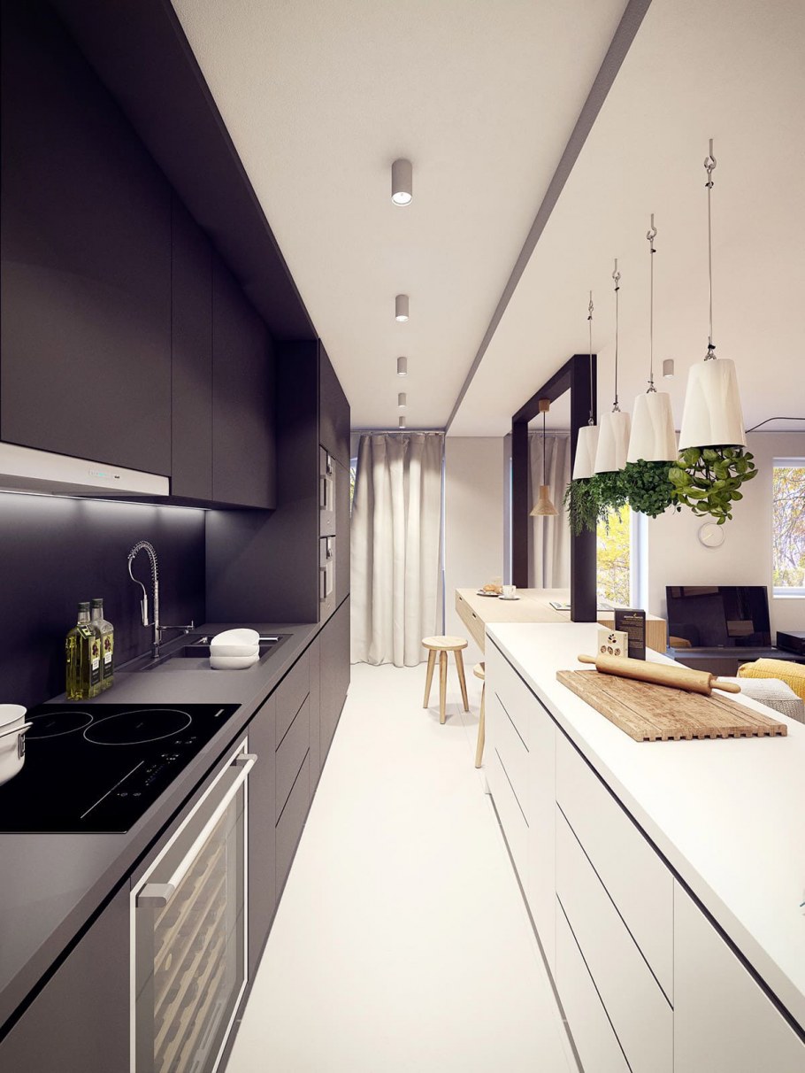 Двухрядная планировка кухни