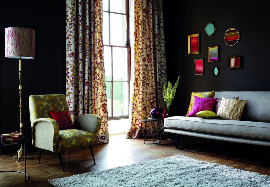 Сочетание цветов штор в интерьере