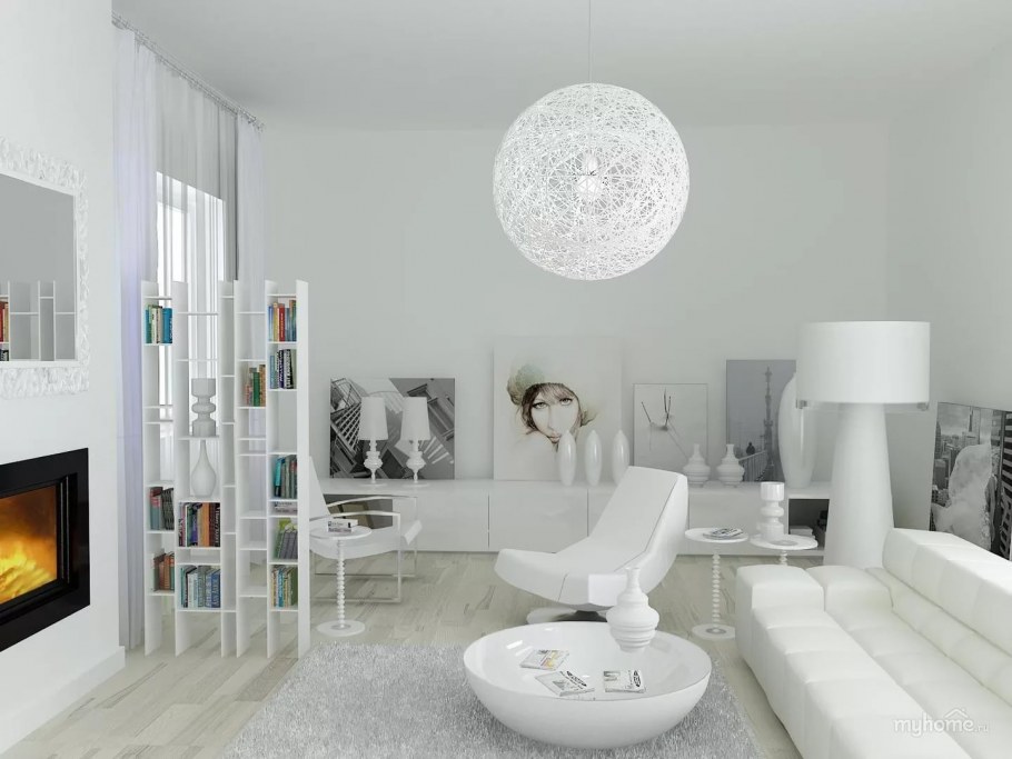 Белая люстра в интерьере