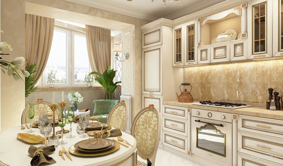 Обои под классическую кухню