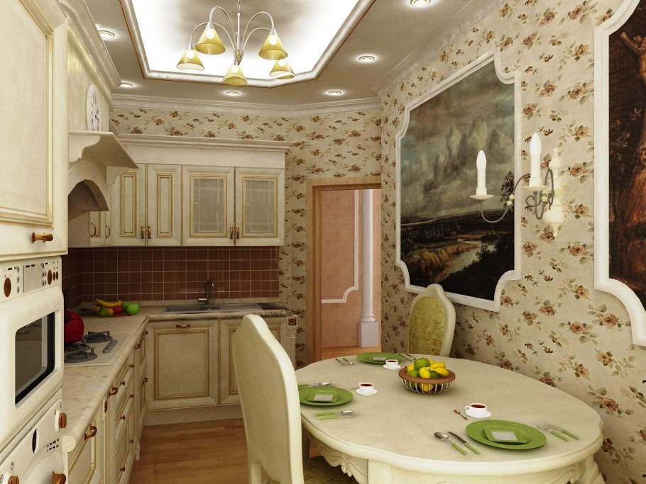 Фотообои для кухни в классическом стиле