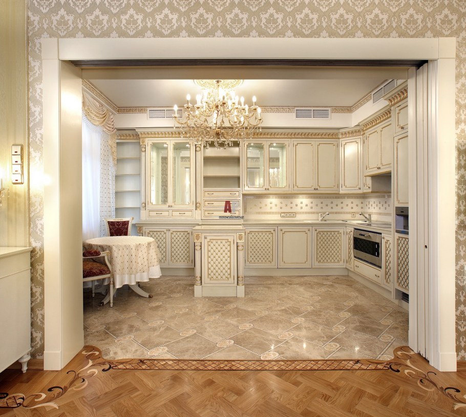 Кухня-гостиная в классическом стиле