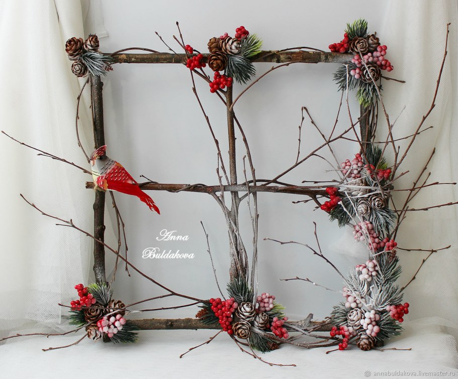 Декоративное окно из веток