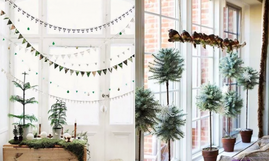Гирлянда из еловых веток в интерьере