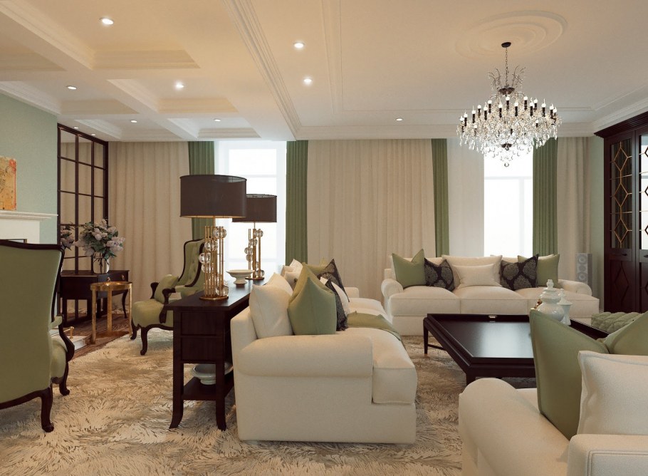 Гостиная в фисташковом цвете